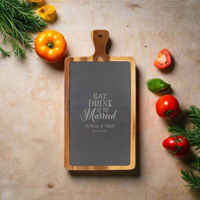 Personalized Acacia Wood/Slate Cutting Board