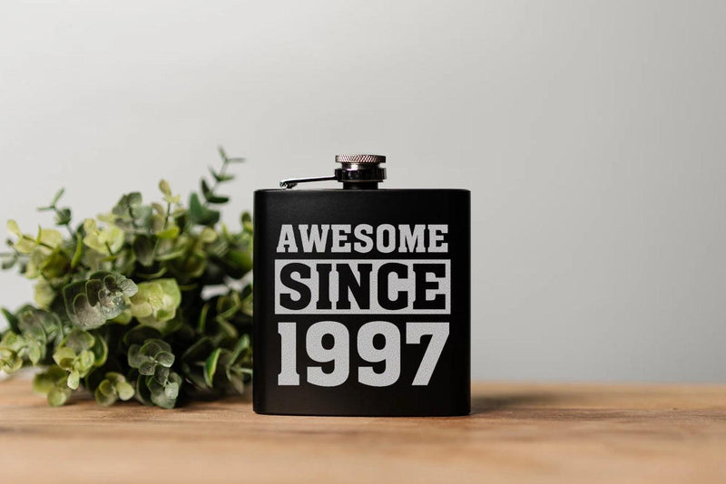 Personalized Awesome Since Birthday Matte Black Flask -  - Completeful