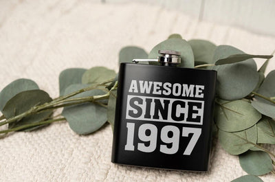 Personalized Awesome Since Birthday Matte Black Flask -  - Completeful