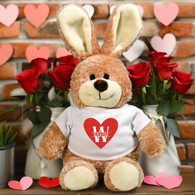 Personalized Valentine's Day Brown Stuffed Bunny - - Gifts For You Now