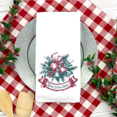 Personalized Bells Vintage Christmas Tea Towel -  - Wingpress Designs