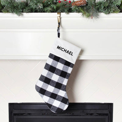 Personalized Red and Black Plaid Christmas Stockings -  - Wingpress Designs