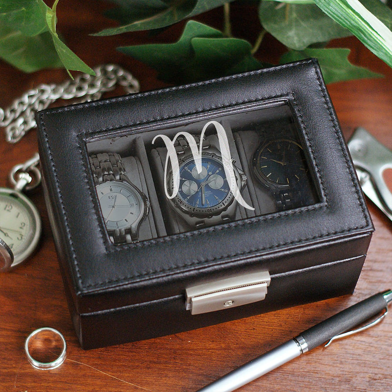 Personalized Black Watch Box