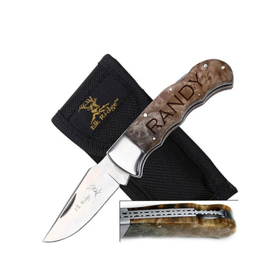 Personalized Burl Wood Handle Silver Blade Knife -  - Completeful