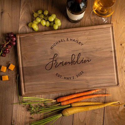 Personalized 11x17 Red Oak Cutting Board with Grooves -  - Completeful