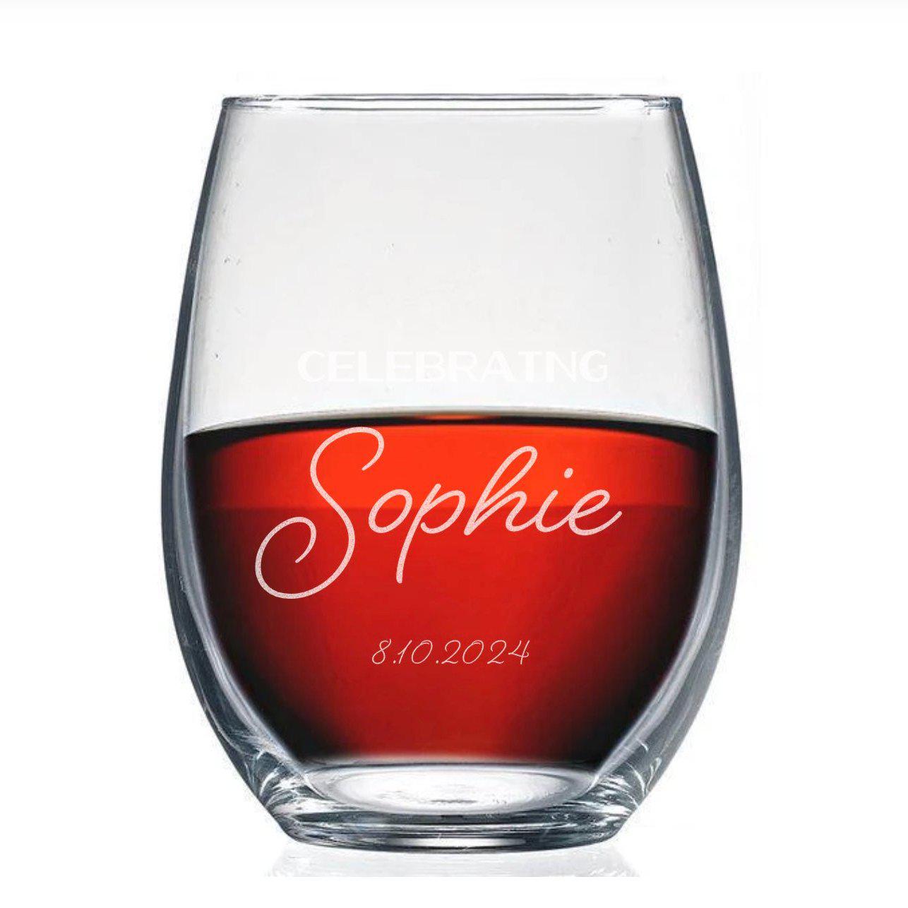 Personalized Celebrating Birthday Stemless Wine Glass -  - Completeful