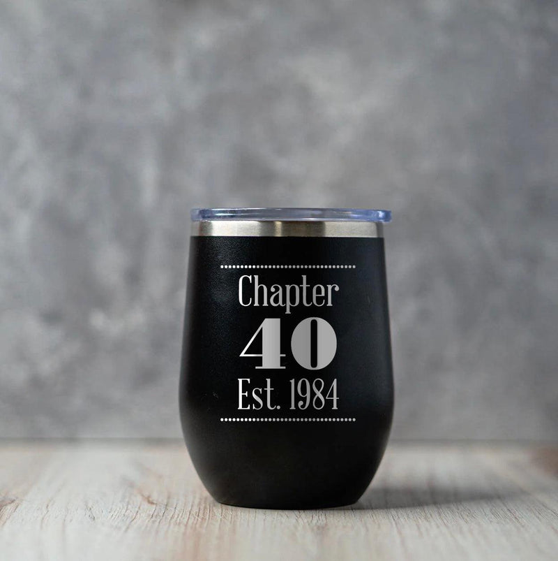 Personalized Chapter Birthday Wine Tumblers 12oz -  - Completeful