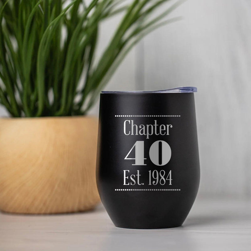 Personalized Chapter Birthday Wine Tumblers 12oz -  - Completeful