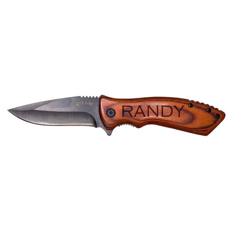 Personalized Dark Brown Pakkawood Handle Black Blade Knife -  - Completeful