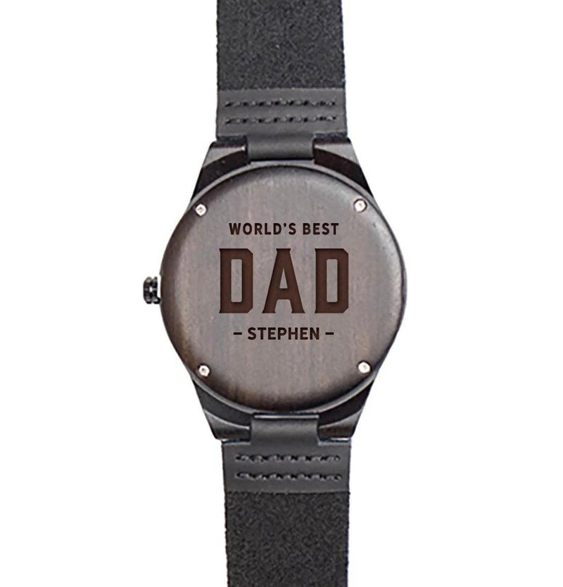 Personalized Dark Brown Wooden Watch for Dad -  - Completeful