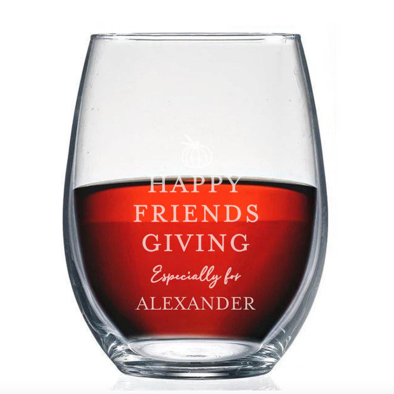 Personalized Friendsgiving Stemless Wine Glass -  - Completeful