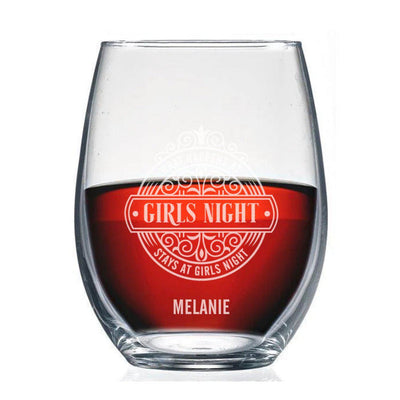 Personalized Girls Night Stemless Wine Glass -  - Completeful