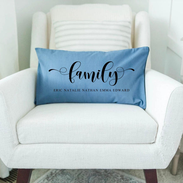 Personalized Family Names Lumbar Throw Pillow Covers - 5 Colors -  - Wingpress Designs