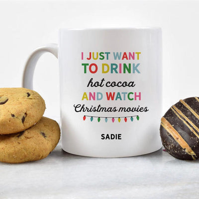 Personalized I Just Want To Drink And Watch Movies Christmas Mug -  - Completeful