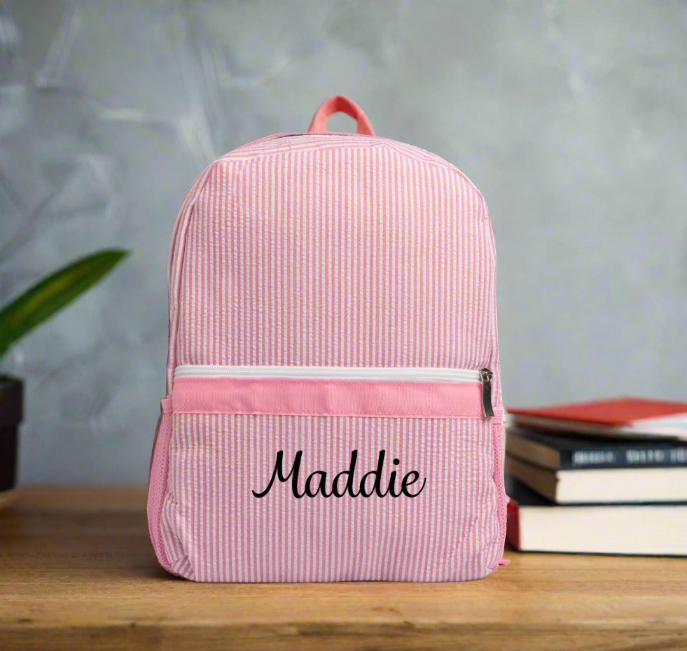 Personalized Seersucker Kids Embroidered Backpack -  - Completeful