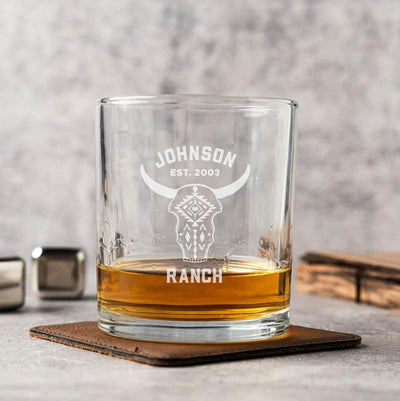 Personalized Western Designs Lowball Whiskey Glasses -  - Completeful