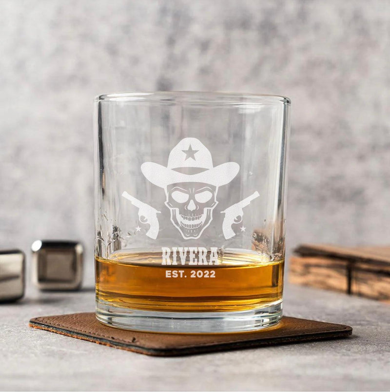 Personalized Western Designs Lowball Whiskey Glasses -  - Completeful