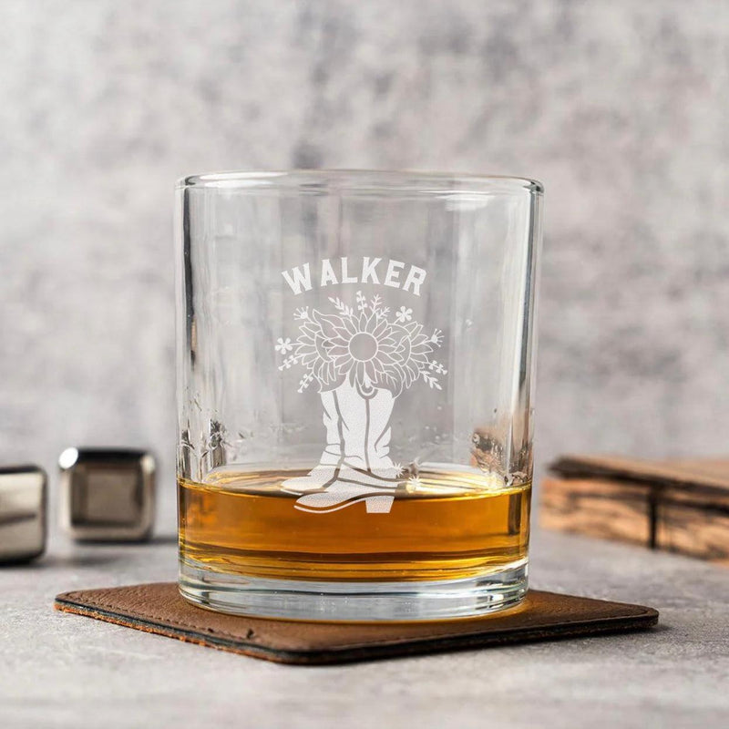 Personalized Western Designs Lowball Whiskey Glasses -  - Completeful