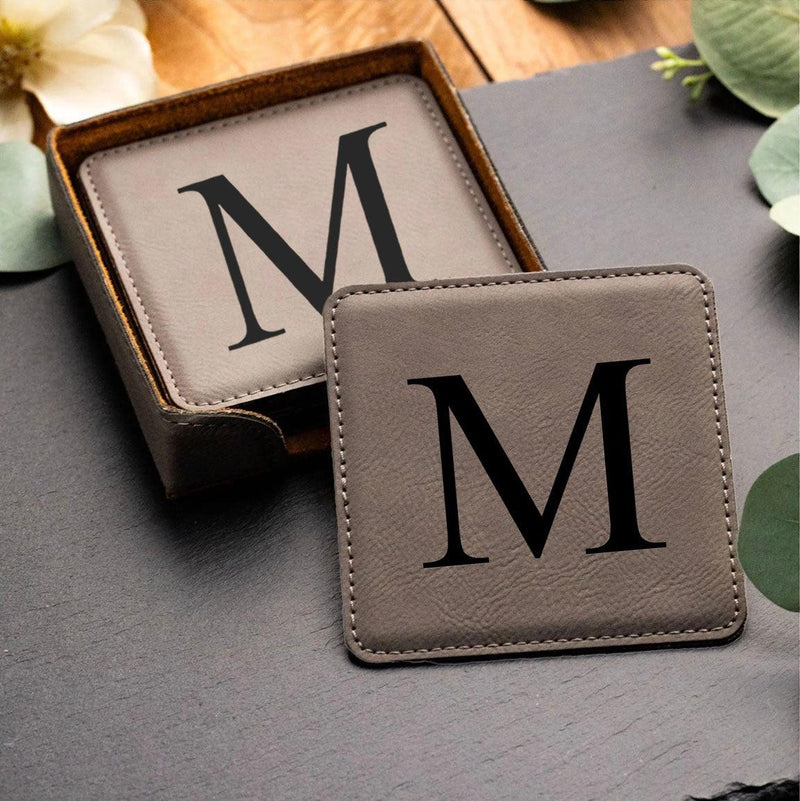 Personalized Gray Square 6-Coaster Set -  - Completeful