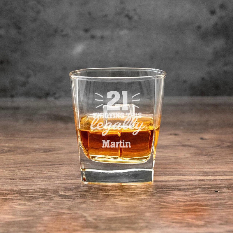 Personalized Enjoying This Legally Birthday Square Rocks Glass -  - Completeful