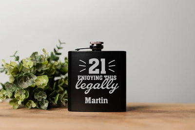 Personalized Enjoying This Legally Birthday Matte Black Flask -  - Completeful