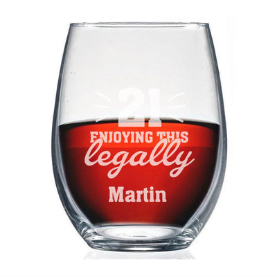 Personalized Enjoying This Legally Birthday Stemless Wine Glass -  - Completeful