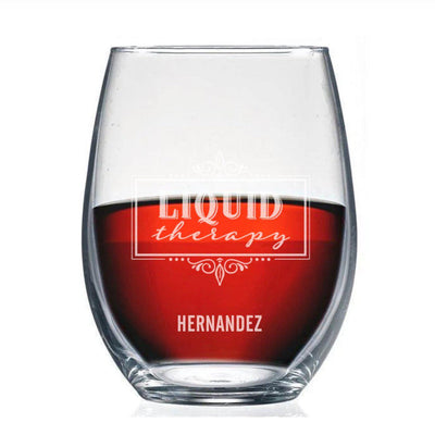 Personalized Liquid Therapy Stemless Wine Glass -  - Completeful