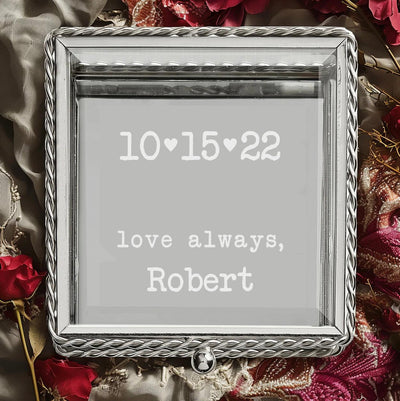 Personalized Engraved Glass Jewelry Box - Valentine's Day Gifts - - Gifts For You Now