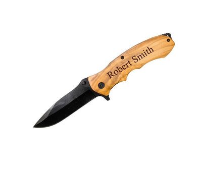 Personalized Light Pakkawood with Black Blade Knife -  - Completeful