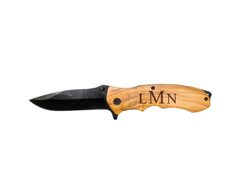 Personalized Light Pakkawood with Black Blade Knife -  - Completeful