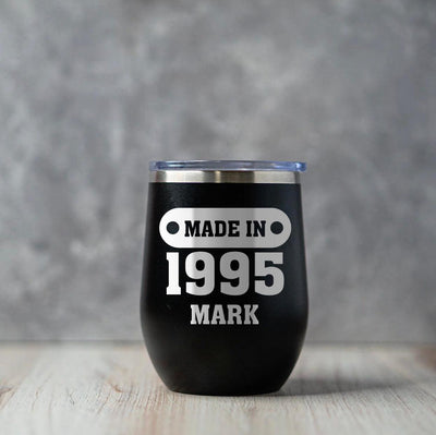 Personalized Made In Badge Birthday Wine Tumblers 12oz -  - Completeful