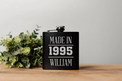 Personalized Made In Birthday Matte Black Flask -  - Completeful