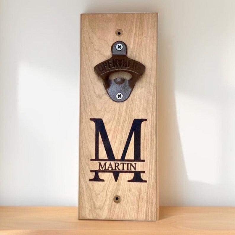 Personalized Wall-Mounted Wooden Bottle Opener -  - Completeful