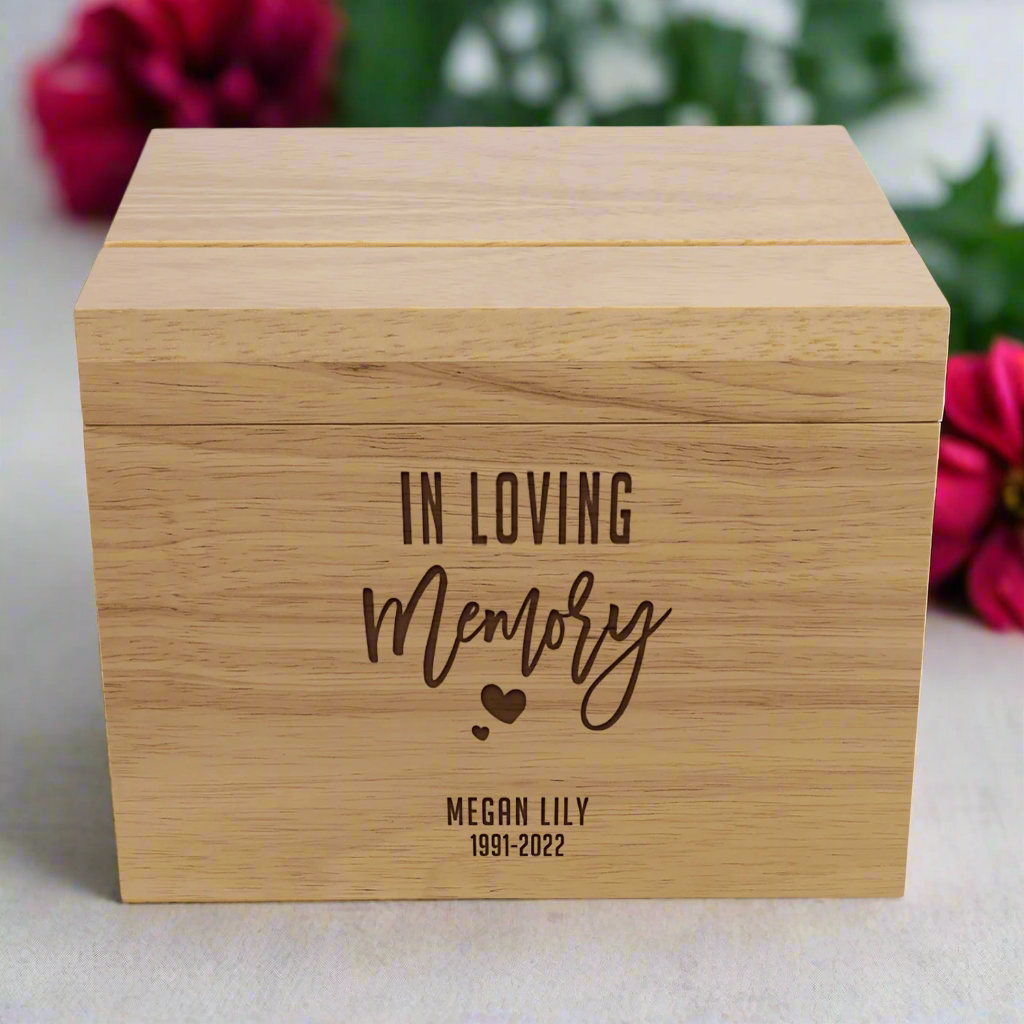 Personalized Memorial Keepsake Woodbox - - Lazerworx