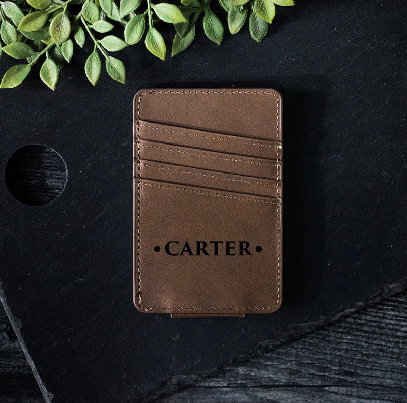 Personalized Leather Magnetic Money Clip -  - Completeful