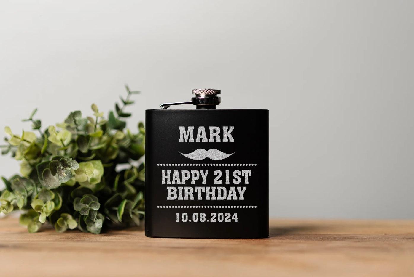 Personalized Birthday Matte Black Flask -  - Completeful