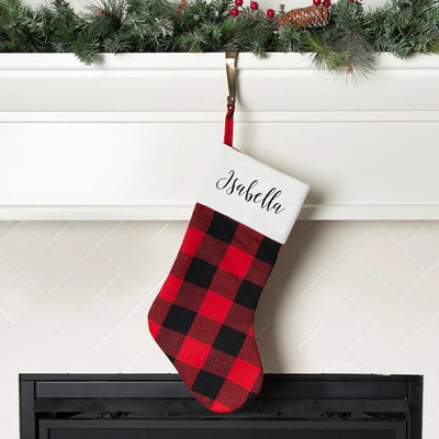 Personalized Red and Black Plaid Christmas Stockings -  - Wingpress Designs