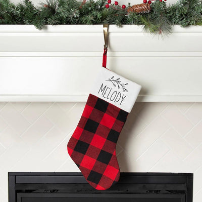 Personalized Red and Black Plaid Christmas Stockings -  - Wingpress Designs