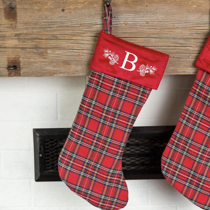 Personalized Red And Green Plaid Stockings - Printed -  - Wingpress Designs