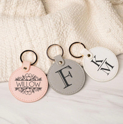 Personalized Circle Leather Bag Tags - - Completeful