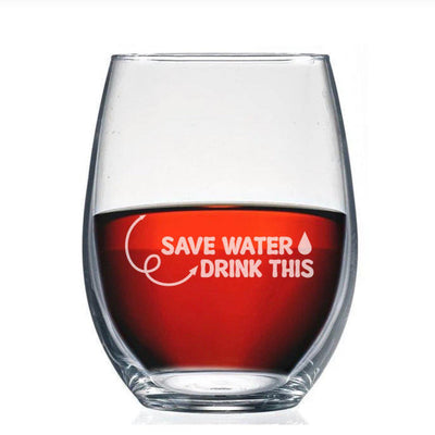 Save Water Stemless Wine Glass -  - Completeful