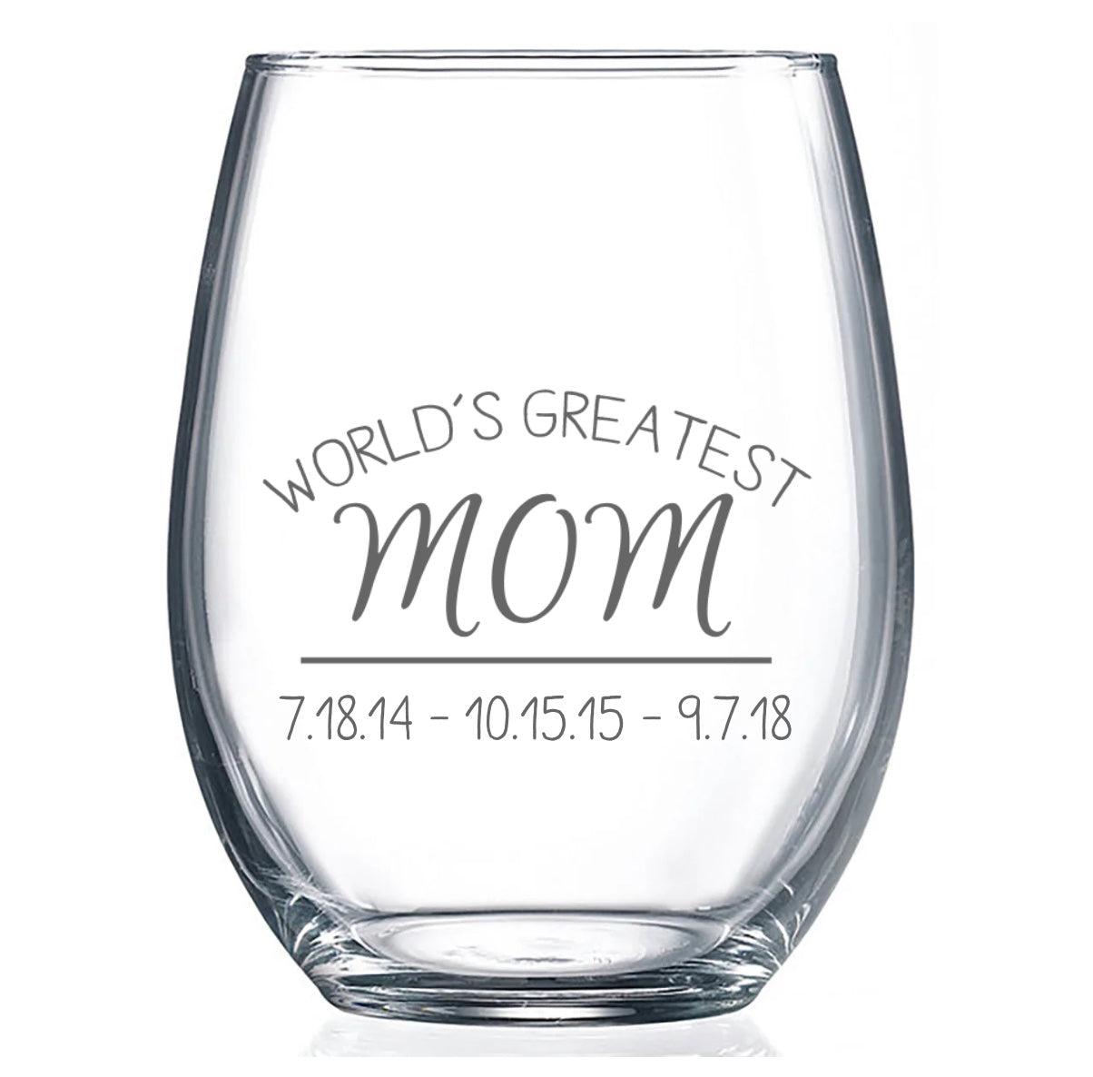 Personalized Mother's Day Stemless Wine Glass -  - Completeful