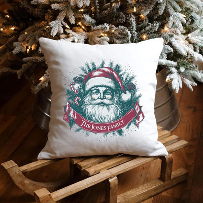 Personalized Santa Vintage Christmas Throw Pillow Cover -  - Wingpress Designs