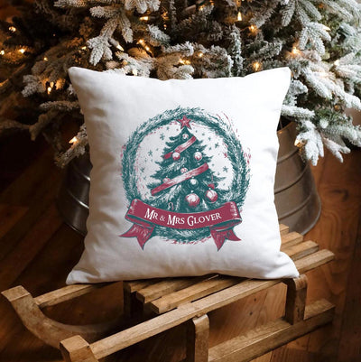 Personalized Christmas Tree Vintage Christmas Throw Pillow Cover -  - Wingpress Designs