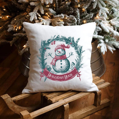 Personalized Snowman Vintage Christmas Throw Pillow Cover -  - Wingpress Designs