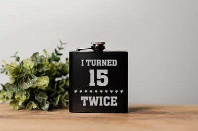 Personalized Turned Twice Birthday Matte Black Flask -  - Completeful