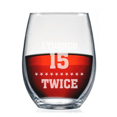 Personalized Turned Twice Birthday Stemless Wine Glass -  - Completeful