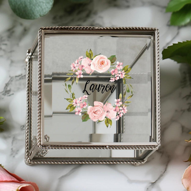 Personalized Glass Jewelry Box - Valentine&