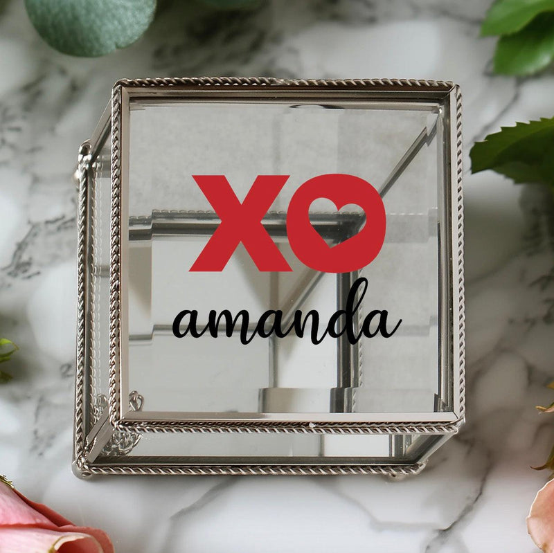 Personalized Glass Jewelry Box - Valentine&