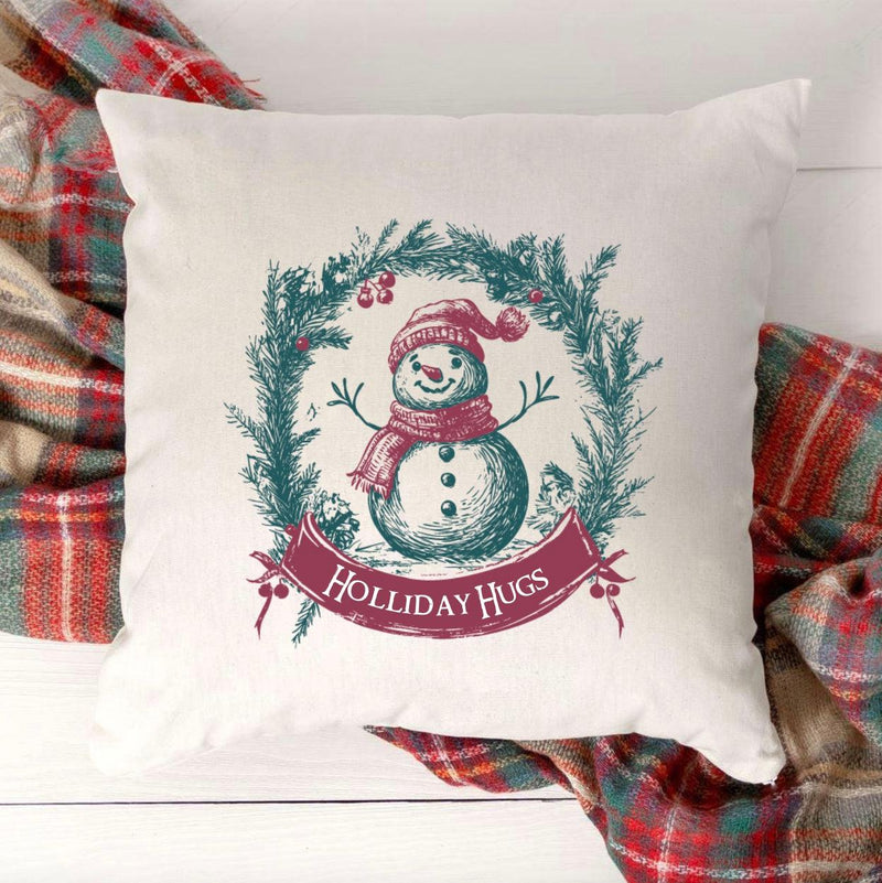 Personalized Snowman Vintage Christmas Throw Pillow Cover -  - Wingpress Designs